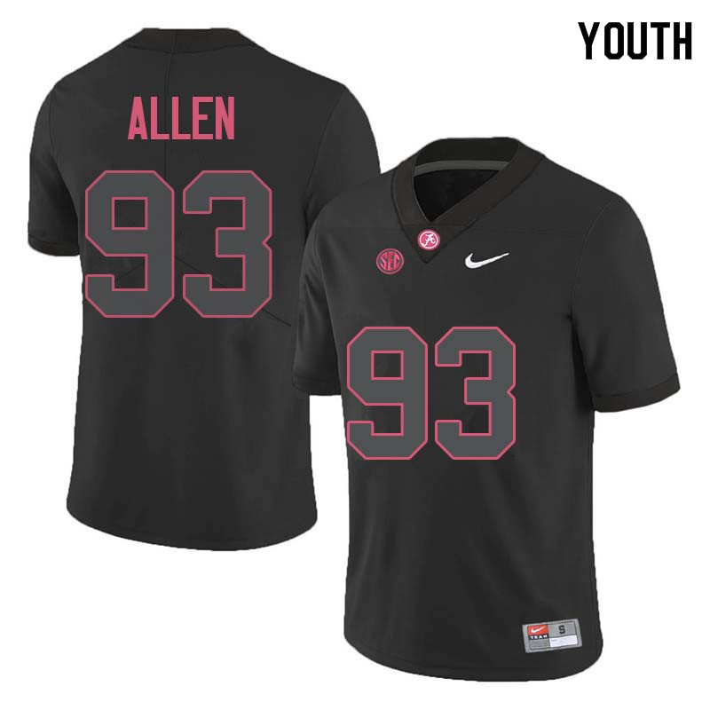 Alabama Crimson Tide Youth Jonathan Allen #93 Black NCAA Nike Authentic Stitched College Football Jersey UF16P53IQ